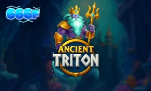 Pemandangan bawah laut yang memukau dengan simbol mitologi dalam slot Ancient Triton